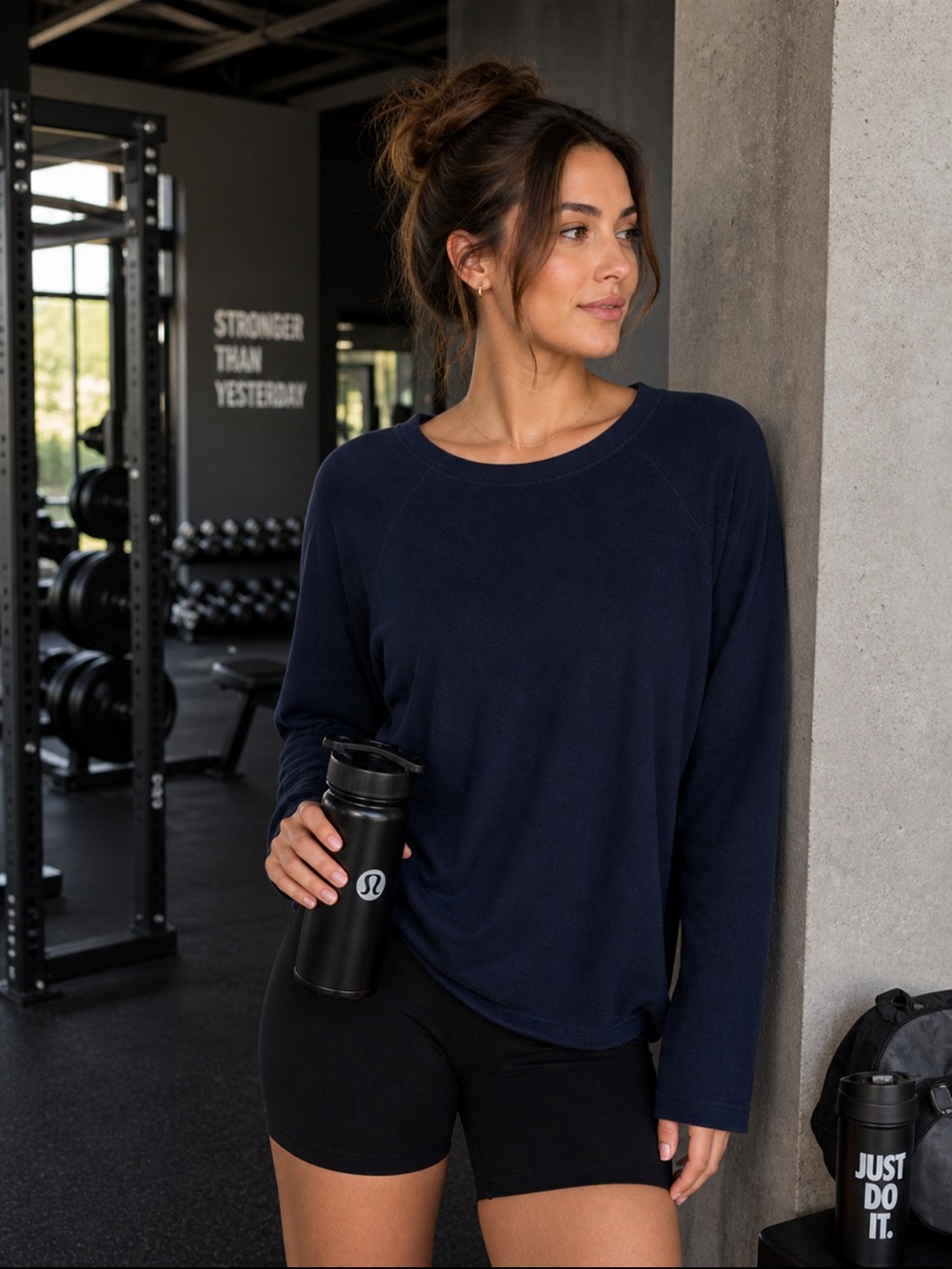 Athleta Navy Blue Oversized Pullover Sweatshirt Large Tall